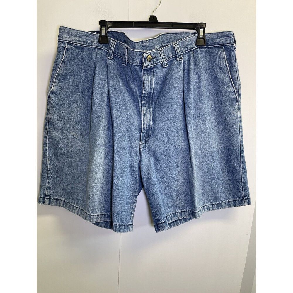 Wrangler hero shorts men's‎ 44X8 blue denim Comfort waist pleated retro preppy